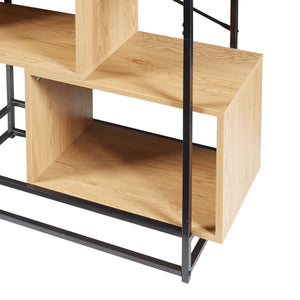 Étagère autoportante Rennebu acier noir effet chêne [en.casa]