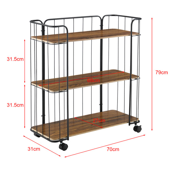 Keukentrolley met 3 planken 79x70x31 cm - verschillende kleuren