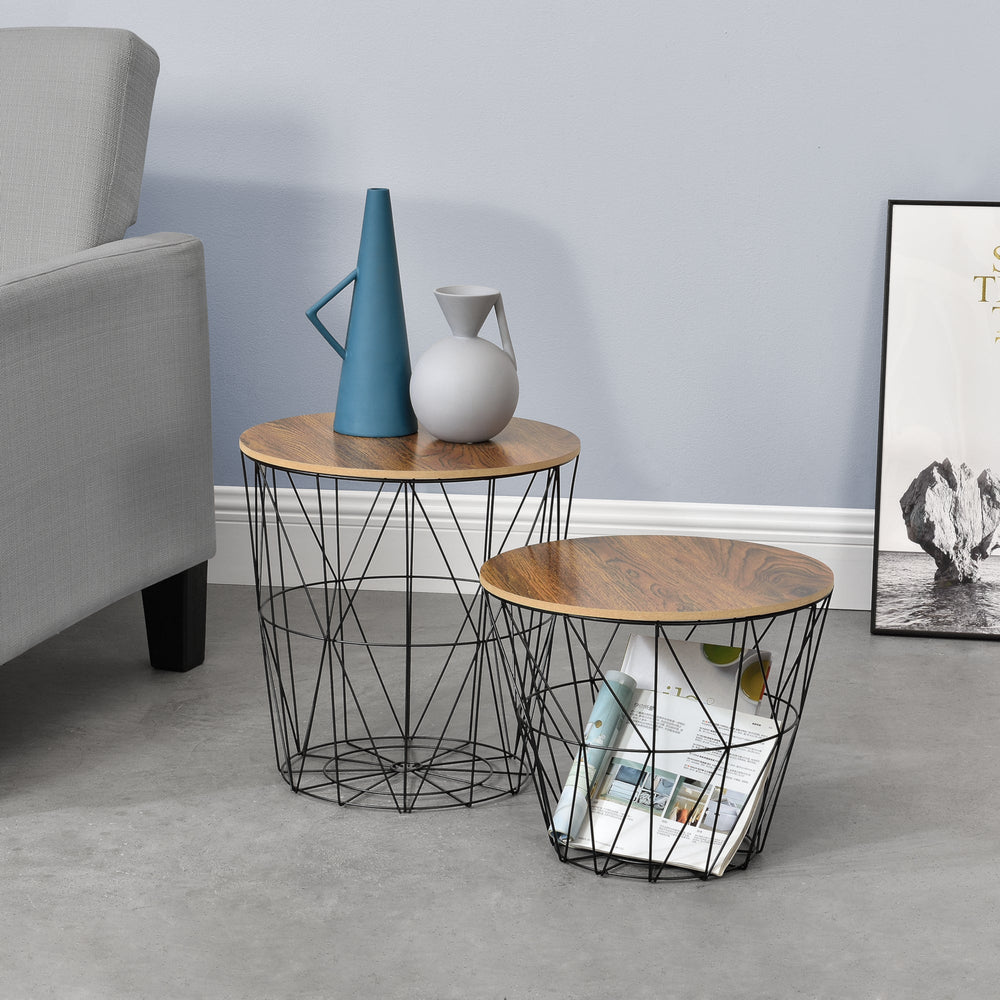 Table d’appoint panier en métal Codogno lot de 2 en différentes couleurs en.casa - premiumXL