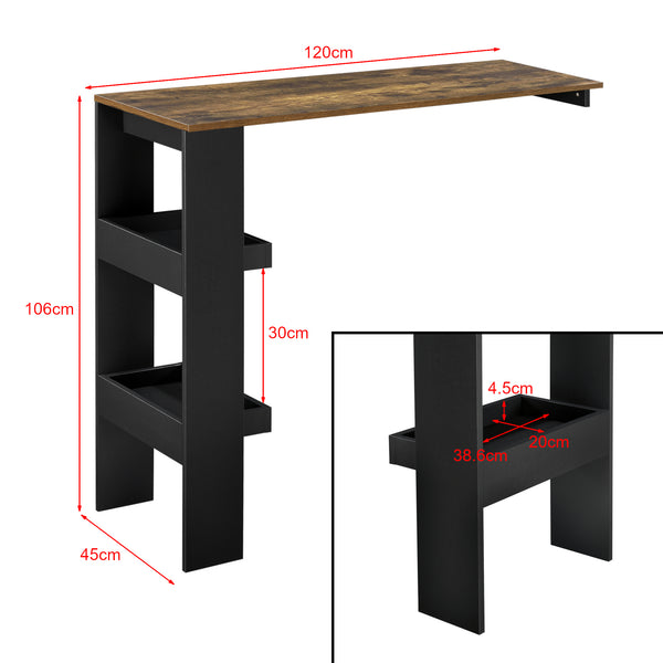 Bartafel Bromoella met 2 planken wandmontage 120x45x106 cm - 6 varianten