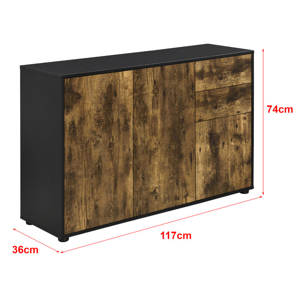 Commode Paarl 74 x 117 x 36 cm avec 3 portes [en.casa] 