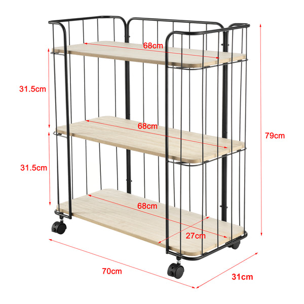 Keukentrolley met 3 planken 79x70x31 cm - verschillende kleuren