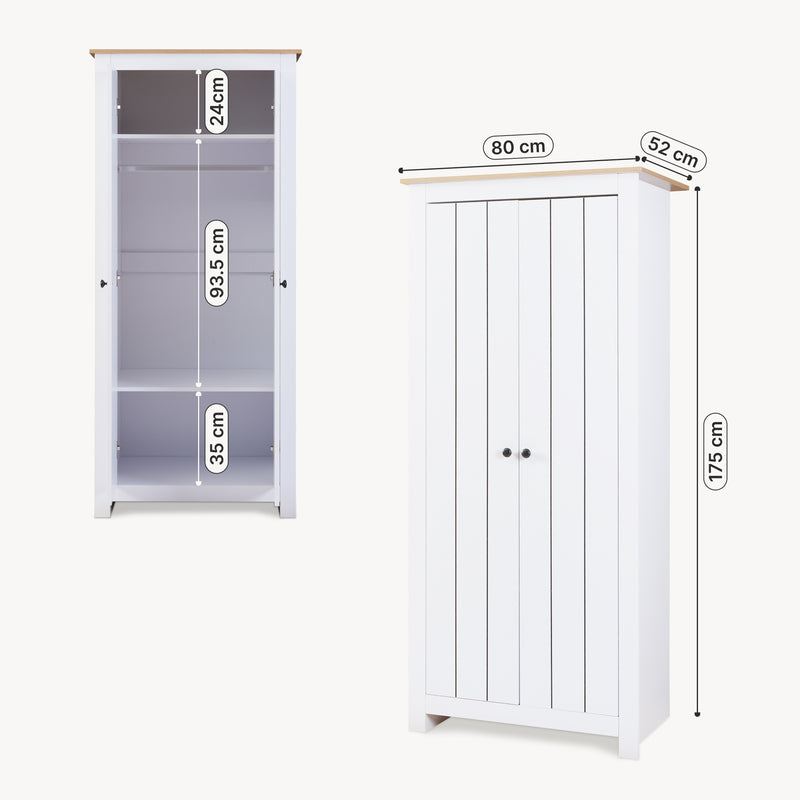 Croquis coté Armoire de chambre Trorjam 175 x 80 x 52 cm [en.casa]