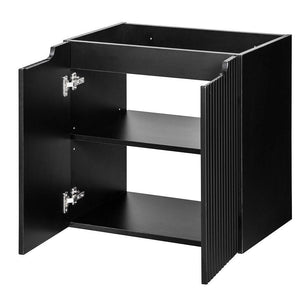 Meuble sous-vasque noir rainuré NEWPORT avec lavabo [en.casa] 