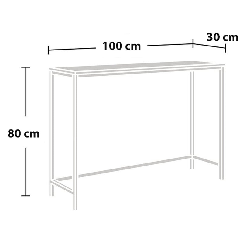 Croquis coté Table console Kronoby 80 x 100 x 30 cm [en.casa]