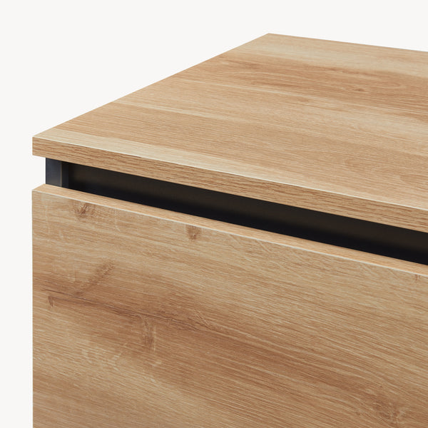 Commode Kyr met deuren en lades zwart en eikenkleurig [en.casa]