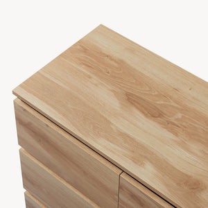 Commode Kyr met deuren en lades zwart en eikenkleurig [en.casa]