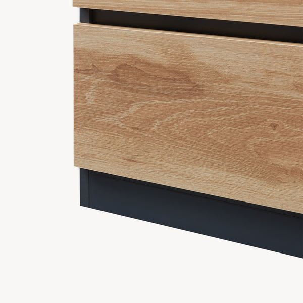 Commode Kyr met deuren en lades zwart en eikenkleurig [en.casa]