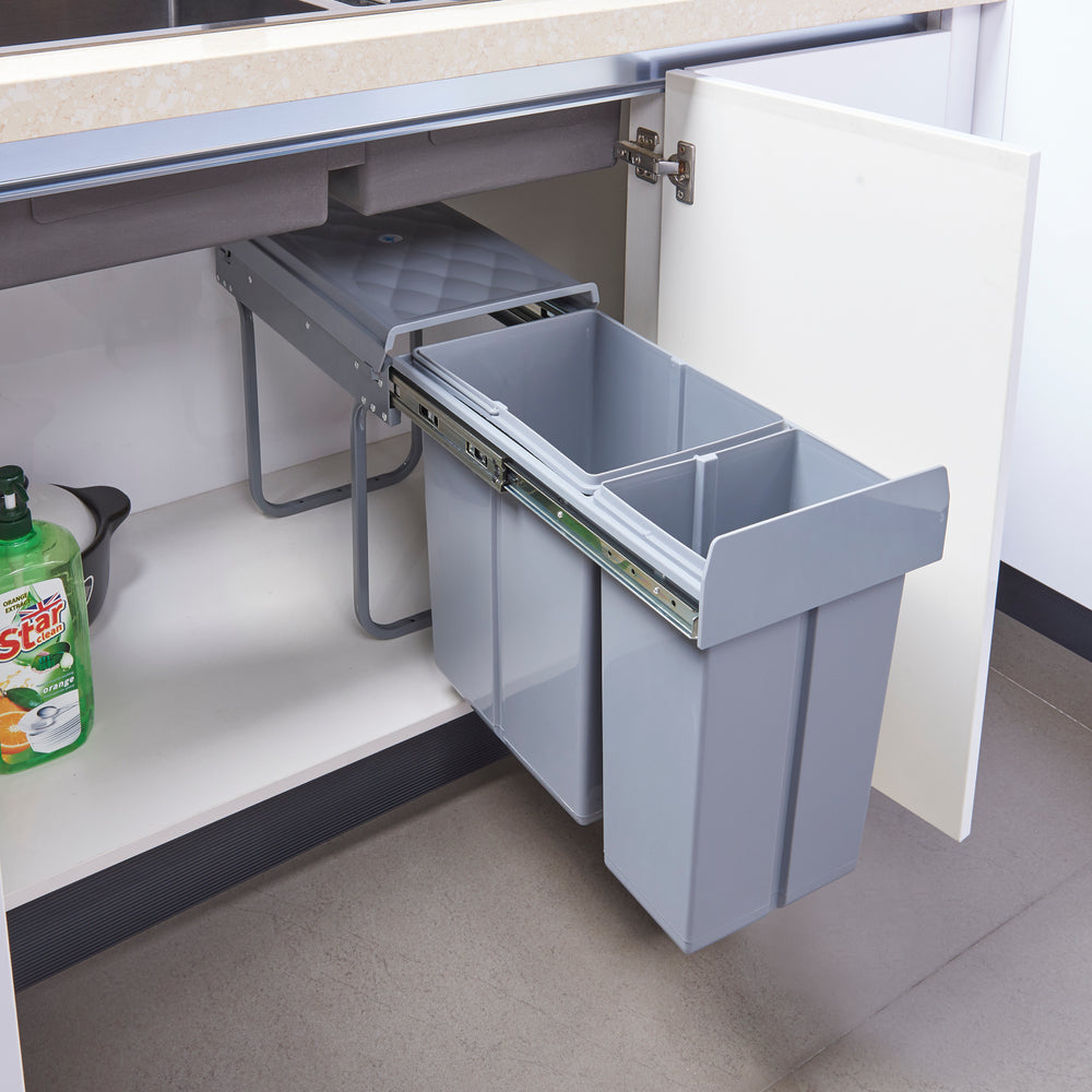 Poubelle encastrable Froland 2/3 compartiments gris diff. versions [en.casa] - premiumXL