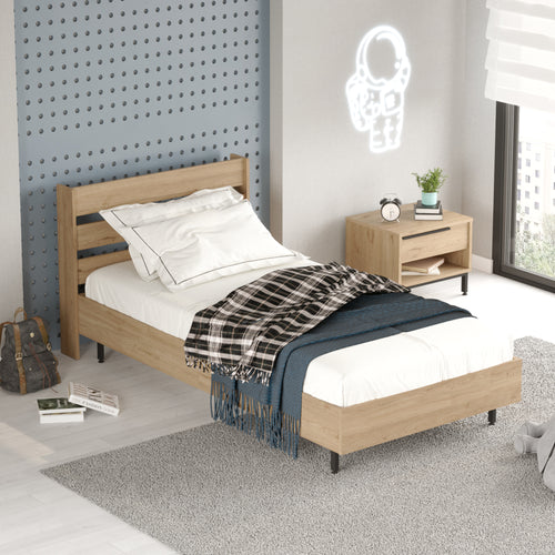 Eenpersoonsbed Vesanto met bedbodem 200x100 cm [en.casa]