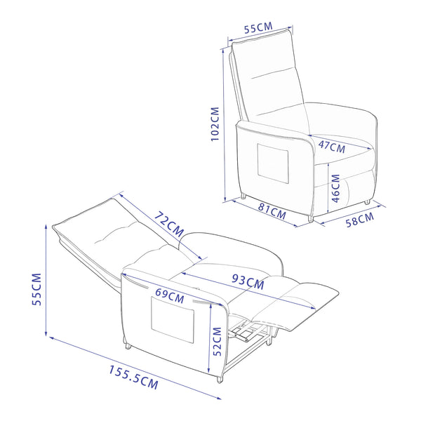[en.casa] Verstelbare relaxfauteuil Savukoski elektrisch 102x58x81 cm - 2 varianten