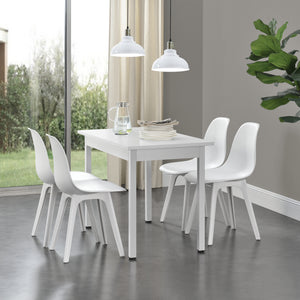 [en.casa] Ensemble de Table à Manger et Chaises Set de Table à Manger et Chaises MDF Placage Acier Revêtu par Poudre Fritté Plastique 120 cm x 60 cm x 75 cm