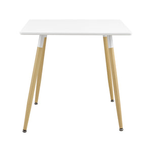 Eettafel MDF en staal - vierkant of rond 80x80x74 cm wit en hout