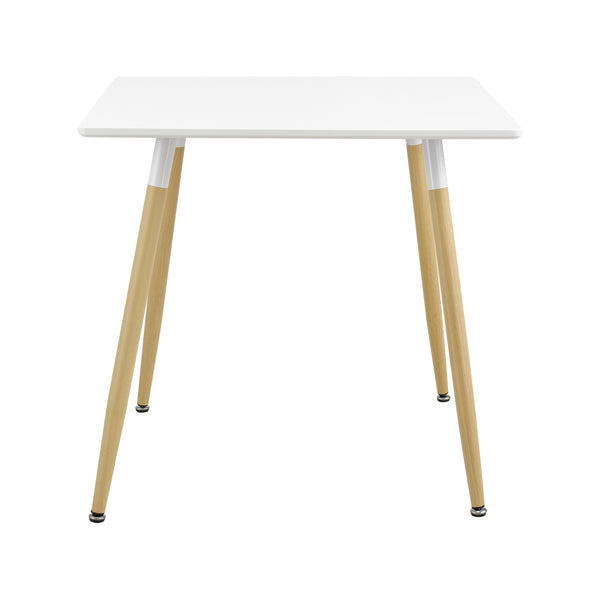 Eettafel MDF en staal - vierkant of rond 80x80x74 cm wit en hout