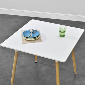 Eettafel MDF en staal - vierkant of rond 80x80x74 cm wit en hout