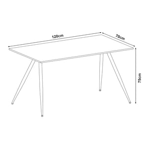 Table de salle à manger Fitjar MDF acier effet béton noir [en.casa]