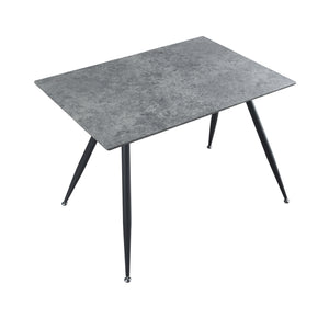 Table de salle à manger Fitjar MDF acier effet béton noir [en.casa]