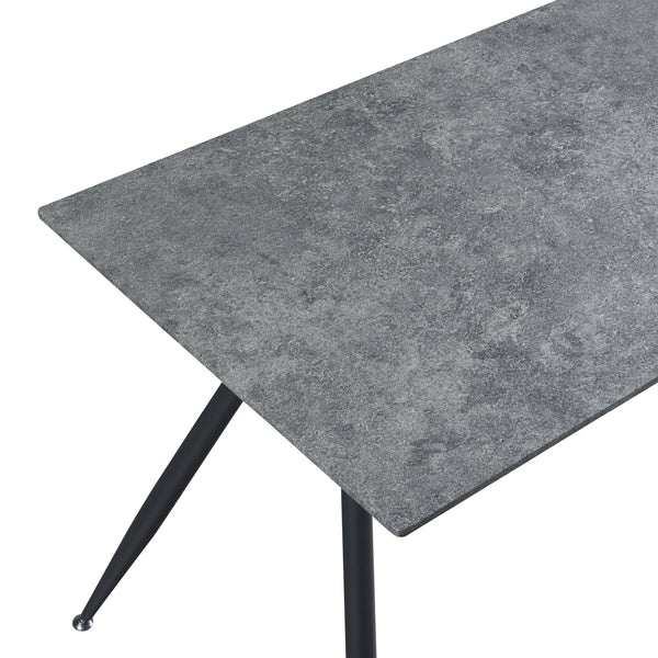 Table de salle à manger Fitjar MDF acier effet béton noir [en.casa]