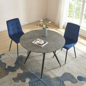 Table de salle à manger Fitjar MDF acier effet béton noir [en.casa]