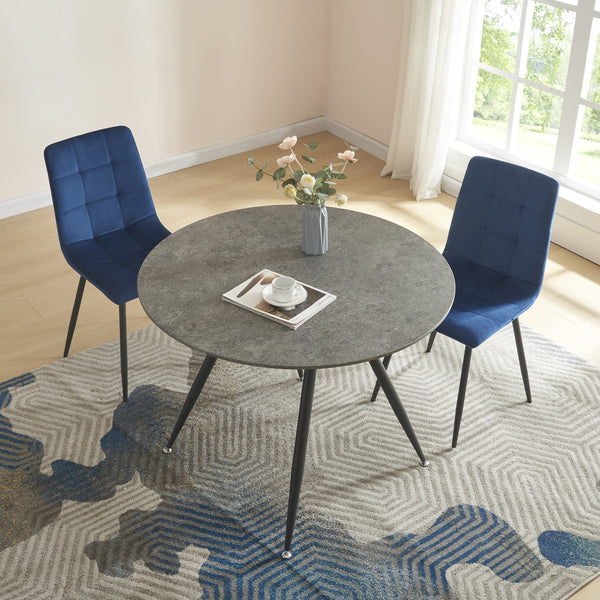 Table de salle à manger Fitjar MDF acier effet béton noir [en.casa]