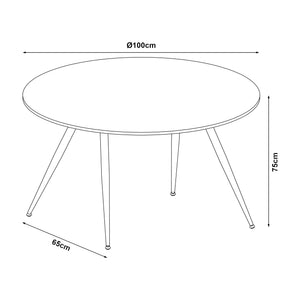 Table de salle à manger Fitjar MDF acier effet béton noir [en.casa]