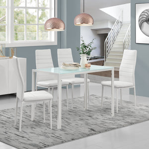 Eetkamerset eethoek Porvoo 5-delig gehard glas tafel met stoelen - verschillende kleuren
