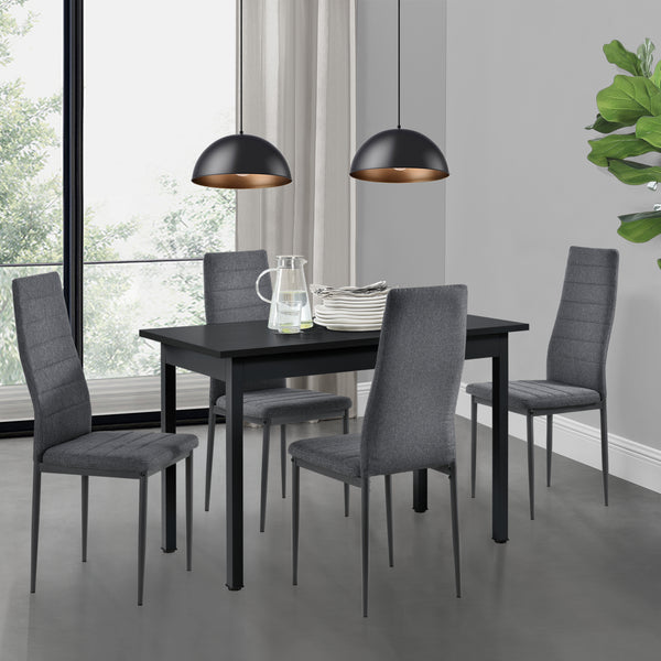 [en.casa] Table de Salle à Manger avec 4 Chaises Table à Manger Table de Cuisine MDF - Feuille de Placage Acier Revêtu par Poudre et Polyester Confortable pour 4 Personnes 120x60x75cm