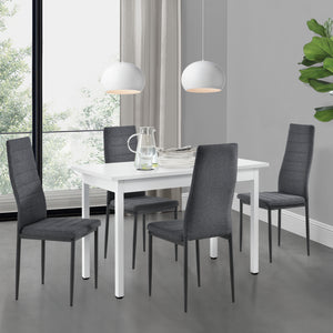 [en.casa] Table de Salle à Manger avec 4 Chaises Table à Manger Table de Cuisine MDF - Feuille de Placage Acier Revêtu par Poudre et Polyester Confortable pour 4 Personnes 120x60x75cm
