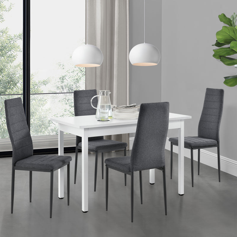 Croquis coté [en.casa] Table de Salle à Manger avec 4 Chaises Table à Manger Table de Cuisine MDF - Feuille de Placage Acier Revêtu par Poudre et Polyester Confortable pour 4 Personnes 120x60x75cm