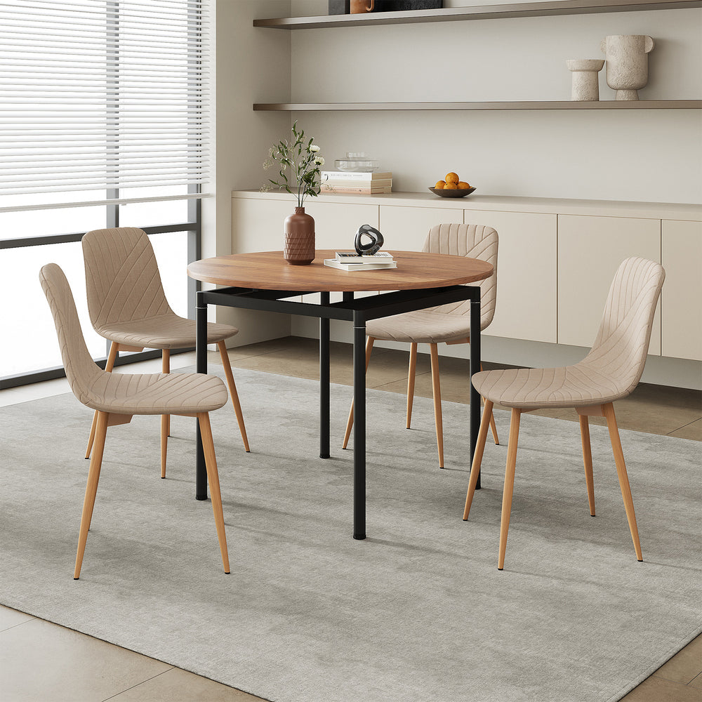 Eetkamerset Hemnes Ø100 en Köfering 5-delig eikenkleurig en lichtbruin [en.casa]