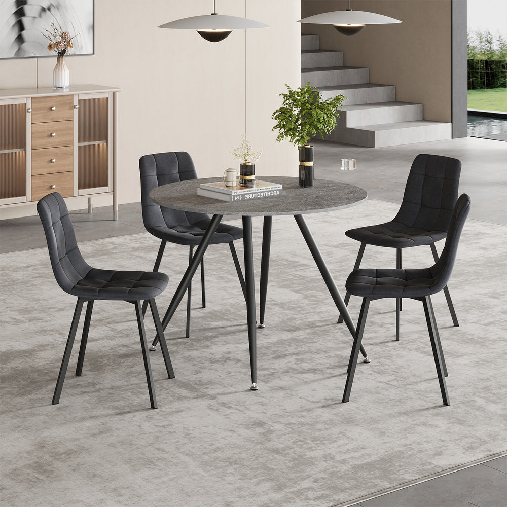 Ensemble de salle à manger Fitjar 5 pièces aspect béton/gris foncé [en.casa] - premiumXL