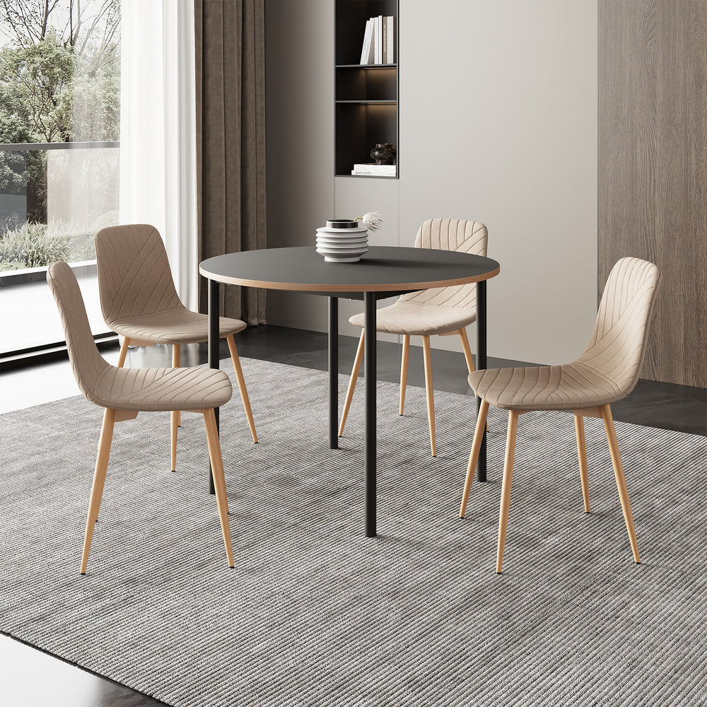 Eetkamerset tafel Lindesberg Ø100 cm met stoelen Köfering 5-delig [en.casa]