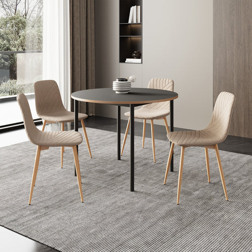 Eetkamerset tafel Lindesberg Ø100 cm met stoelen Köfering 5-delig [en.casa]