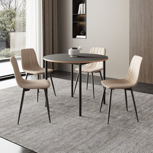Ensemble de salle à manger Lindesberg pour 4 personnes gris / marron clair [en.casa]