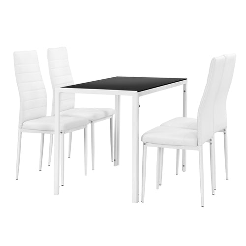 Eetkamerset eethoek Porvoo 5-delig gehard glas tafel met stoelen - verschillende kleuren