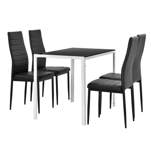 Eetkamerset eethoek Porvoo 5-delig gehard glas tafel met stoelen - verschillende kleuren