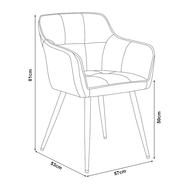 Croquis coté Chaise de salle à manger Birmingham 81 x 57 x 53 cm [en.casa]