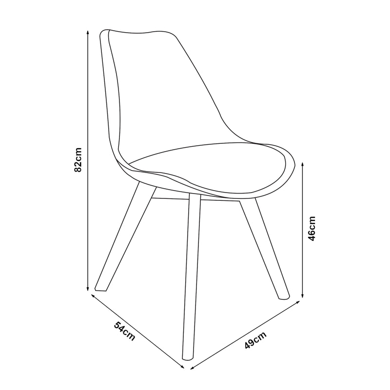 Croquis coté Lot de 2 chaises de salle à manger Fläten [en.casa] 