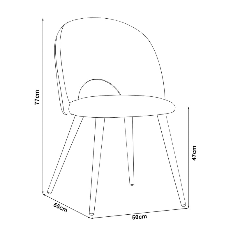 Croquis coté Lot de chaises de salle à manger Karijoki 77 x 50 x 55 cm [en.casa]