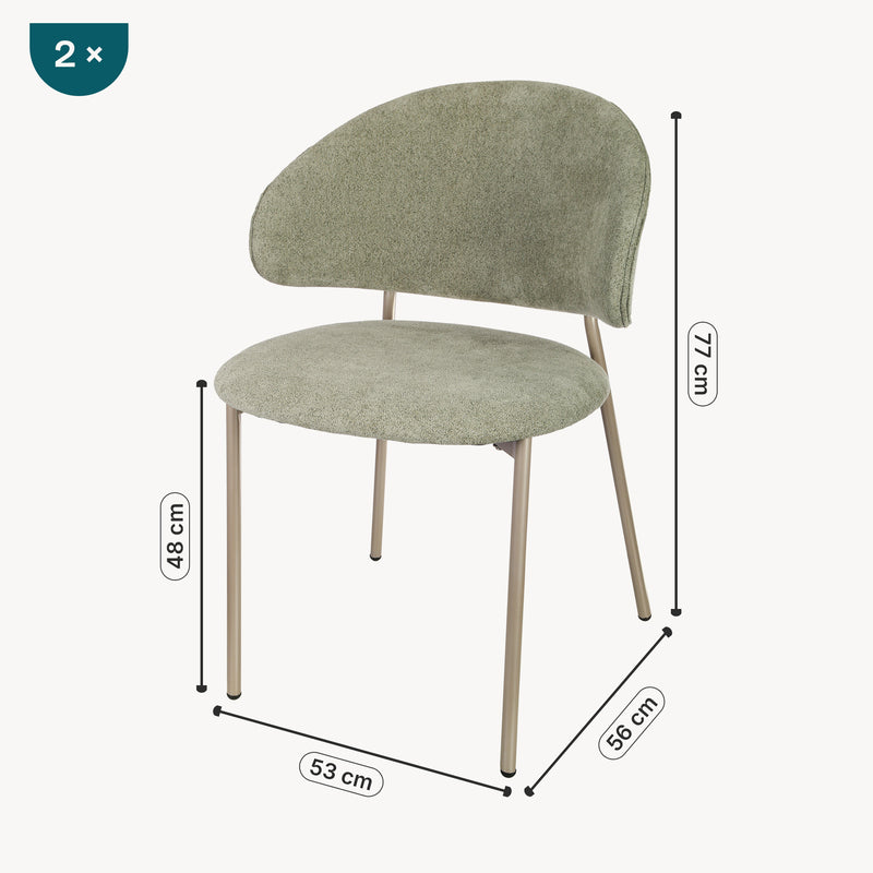 Maatschets Eetkamerstoel Lipis set 77x53x56 cm groen [en.casa]