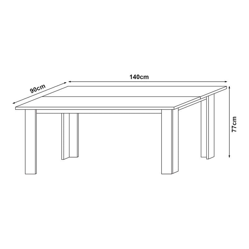 Maatschets [en.casa] Eettafel Nora 140x90x77 cm - 4 varianten