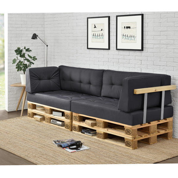 [en.casa] Coussin d’assise / de dossier / d’angle avec palette ou en kit pour canapé euro palette In/Extérieur meubles rembourrés