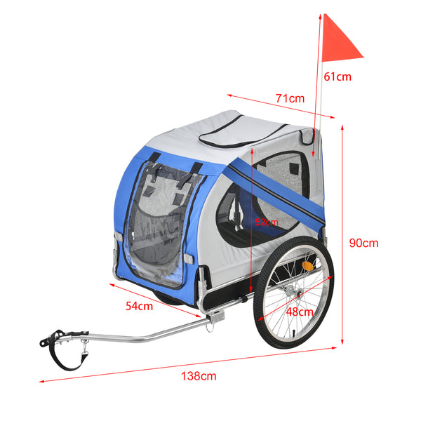 Remorque Vélo pour Chien Capacité 26 kg 138 x 71 x 90 cm Gris Noir [pro.tec]