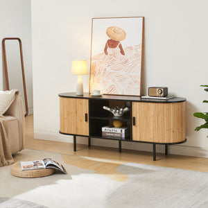 Meuble TV Tvedestrand bamboo 140 x 40 x 55 cm [en.casa]
