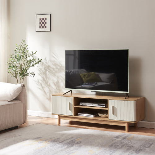 Tv meubel Ferrersp 140x40x45 cm eikenkleurig havermout en naturel [en.casa]