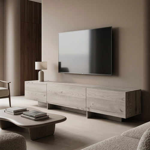 Meuble TV Kapipimso avec 3 volets 194x31x37 cm aspect chêne, gris [en.casa]