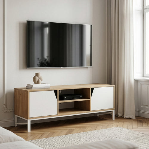 Tv-kast Kerrköndam 120x40x46 cm Eikenlook/Wit [en.casa]