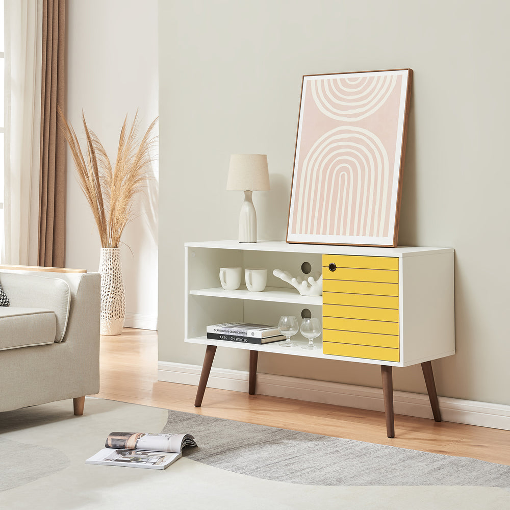 Tv-kast Vare 100x40x66 cm Wit/Geel [en.casa] - premiumXL
