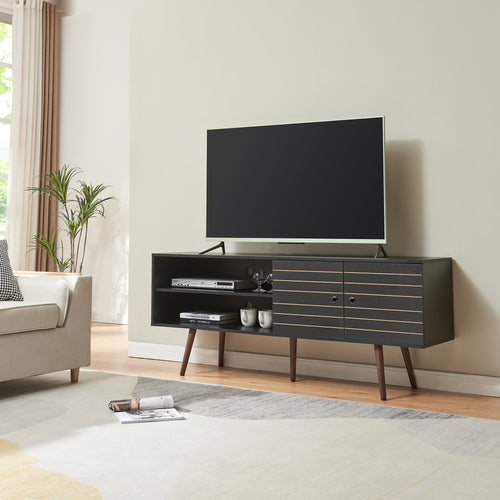 Fernsehschrank Vare 160x40x66 cm Zwart [en.casa] - premiumXL
