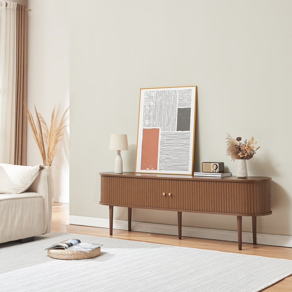 Meuble TV Mapia 166 x 40 x 55 cm effet noyer [en.casa]